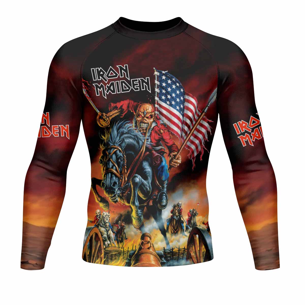 Iron Maiden American Flag Men's Rash Guard Long Sleeve - front view mockup