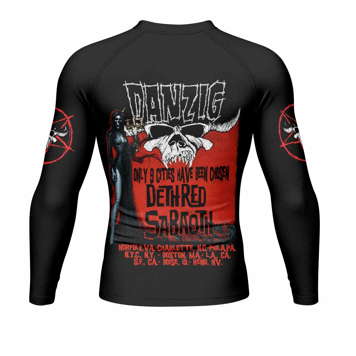 Danzig Deth Red Sabaoth Men's Rash Guard Long Sleeve - back view mockup