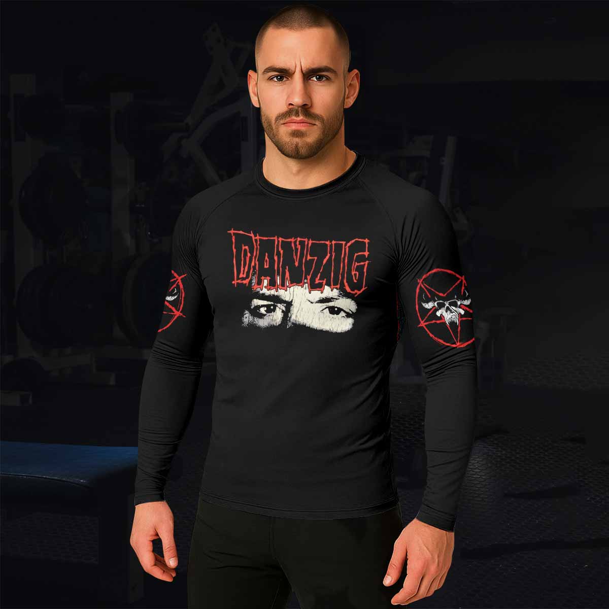 Danzig Deth Red Sabaoth Men's Rash Guard Long Sleeve - lifestyle view