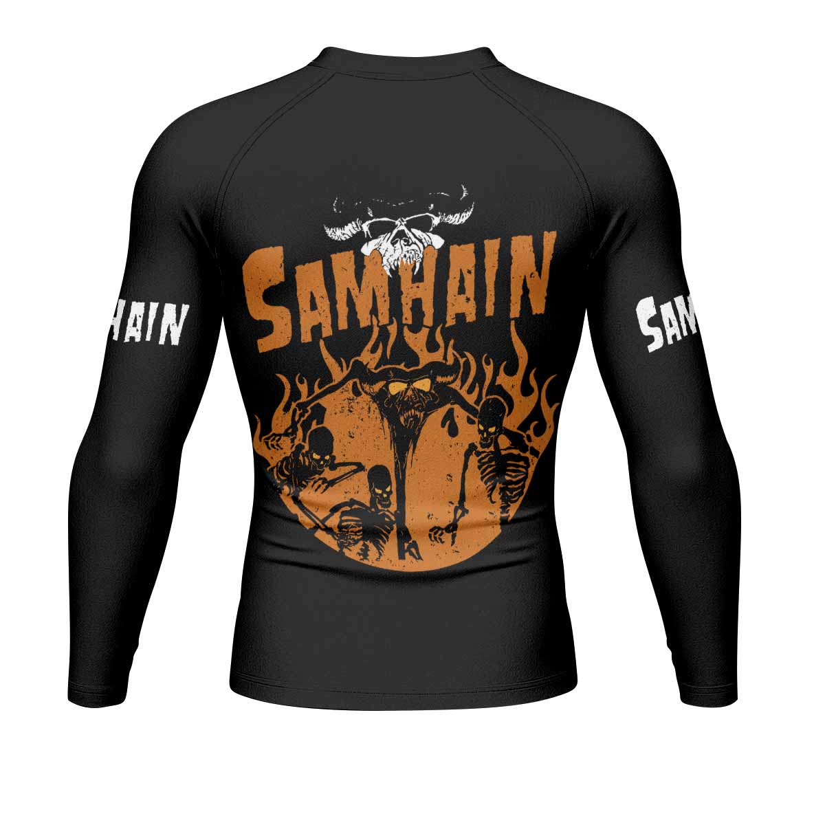 Samhain Horror Punk Men's Rash Guard Long Sleeve - back view mockup