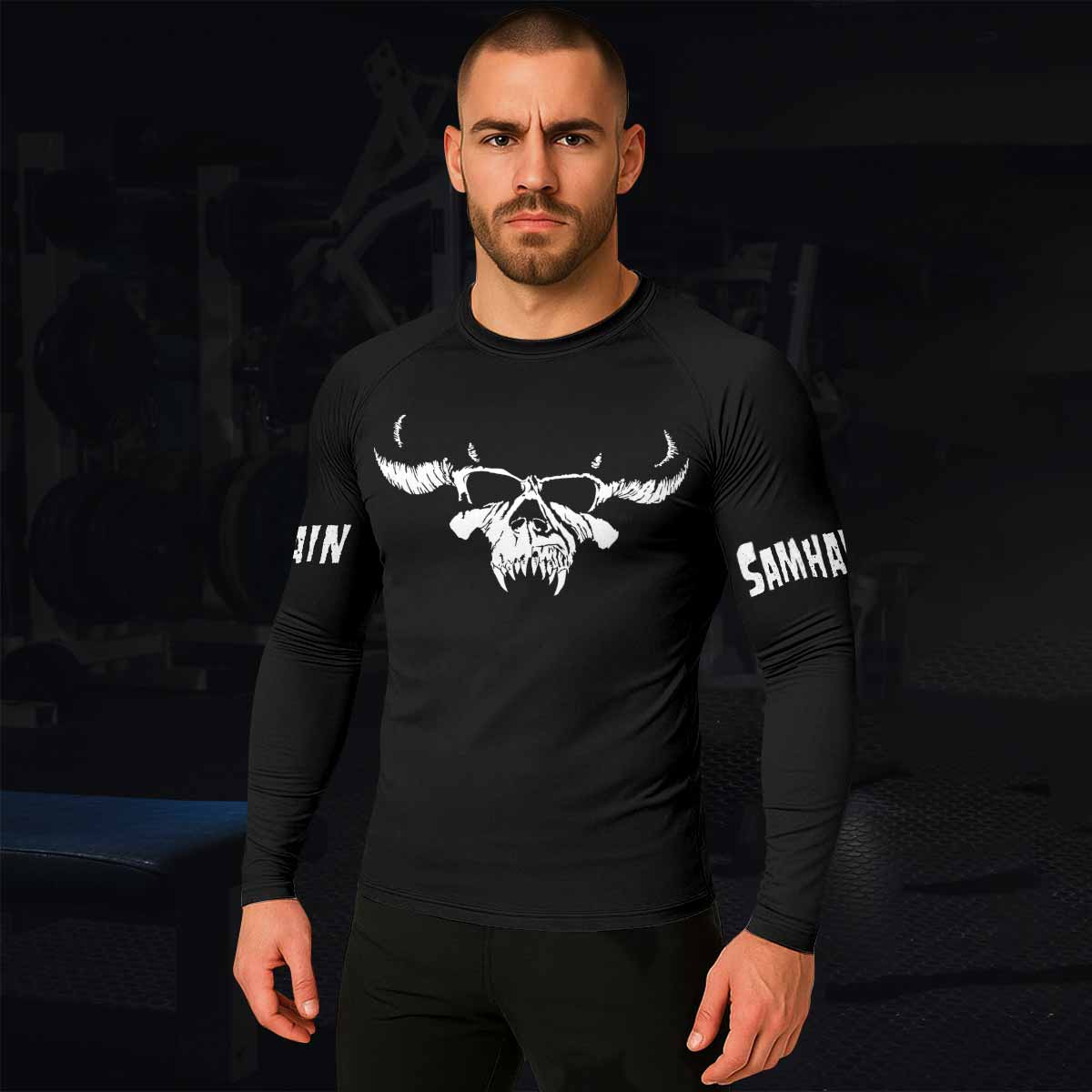 Samhain Horror Punk Men's Rash Guard Long Sleeve - lifestyle view