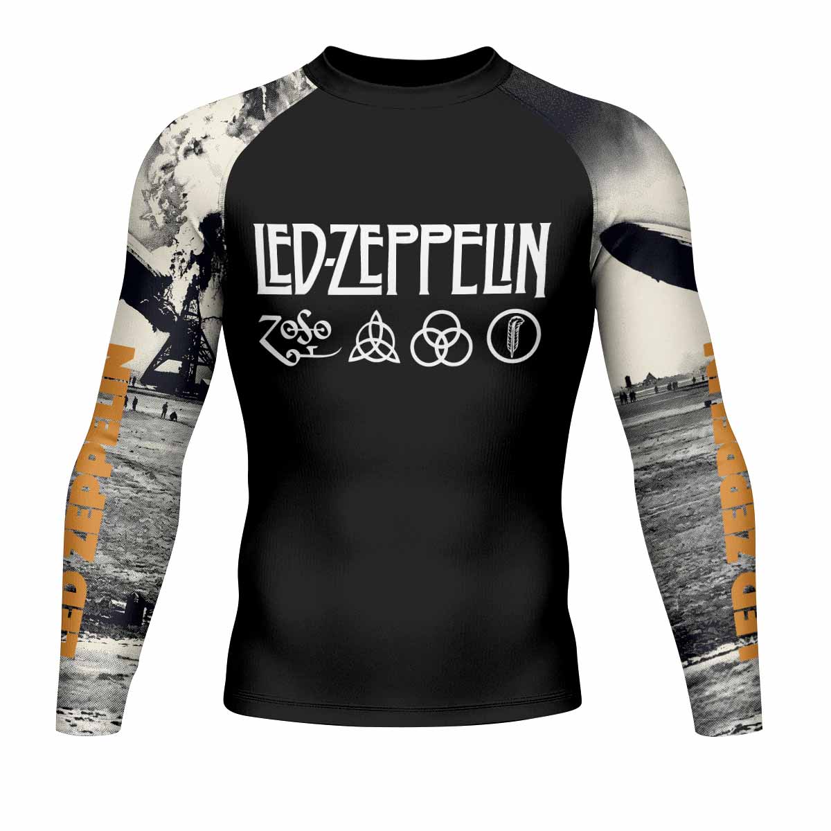 Led Zeppelin Men's Rash Guard Long Sleeve - front view mockup