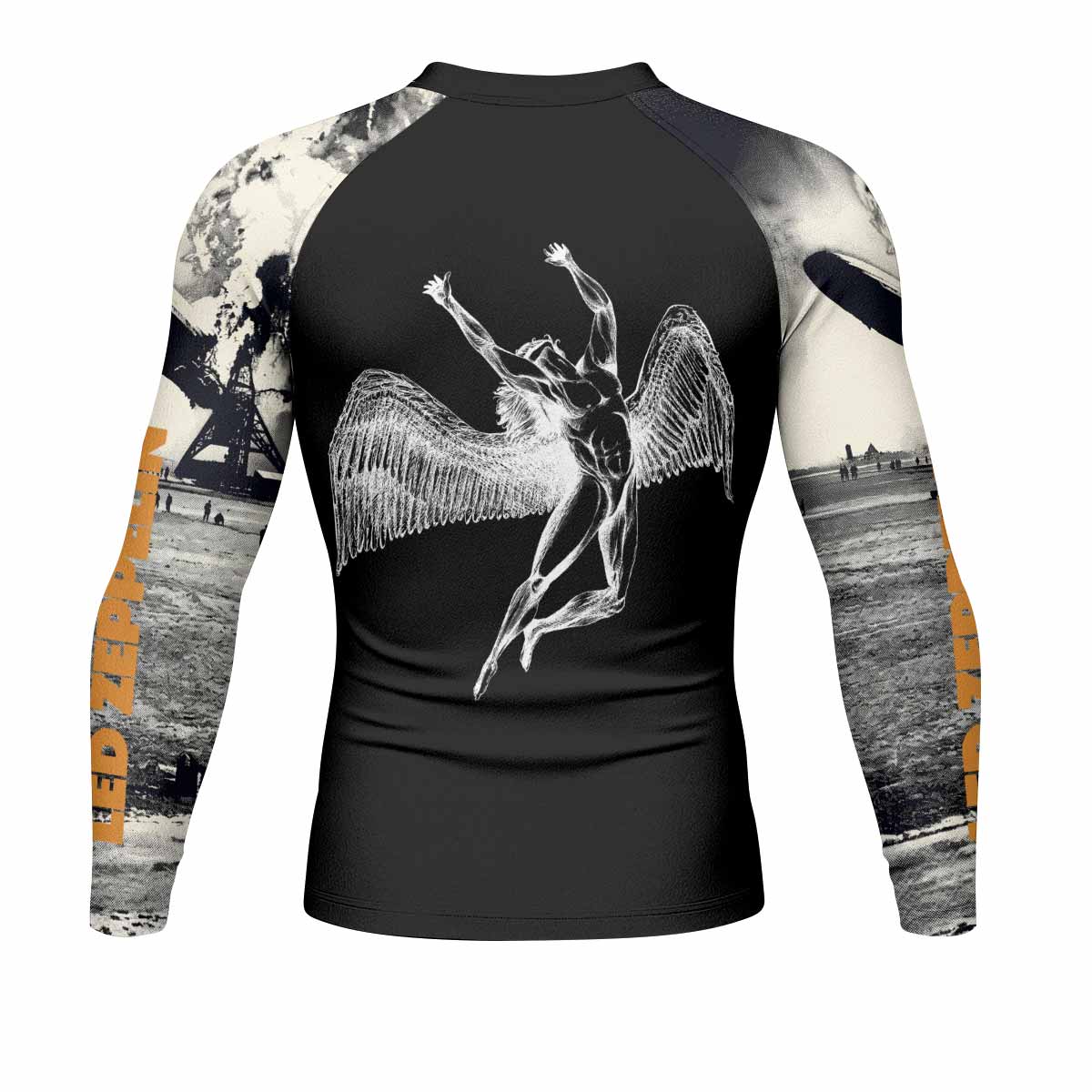 Led Zeppelin Men's Rash Guard Long Sleeve - back view mockup