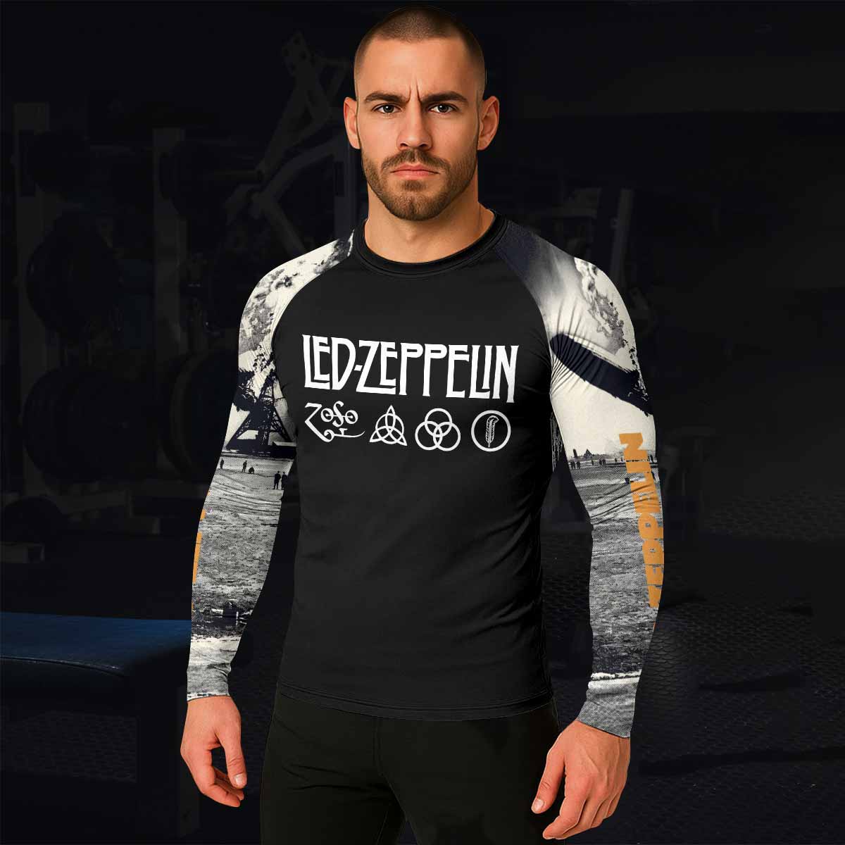 Led Zeppelin Men's Rash Guard Long Sleeve - lifestyle view