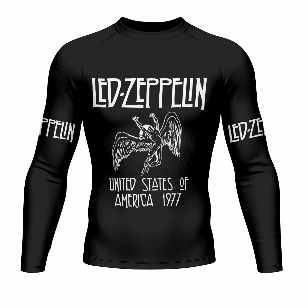 Led Zeppelin North American Tour 1977 Men's Rash Guard Long Sleeve - front view mockup