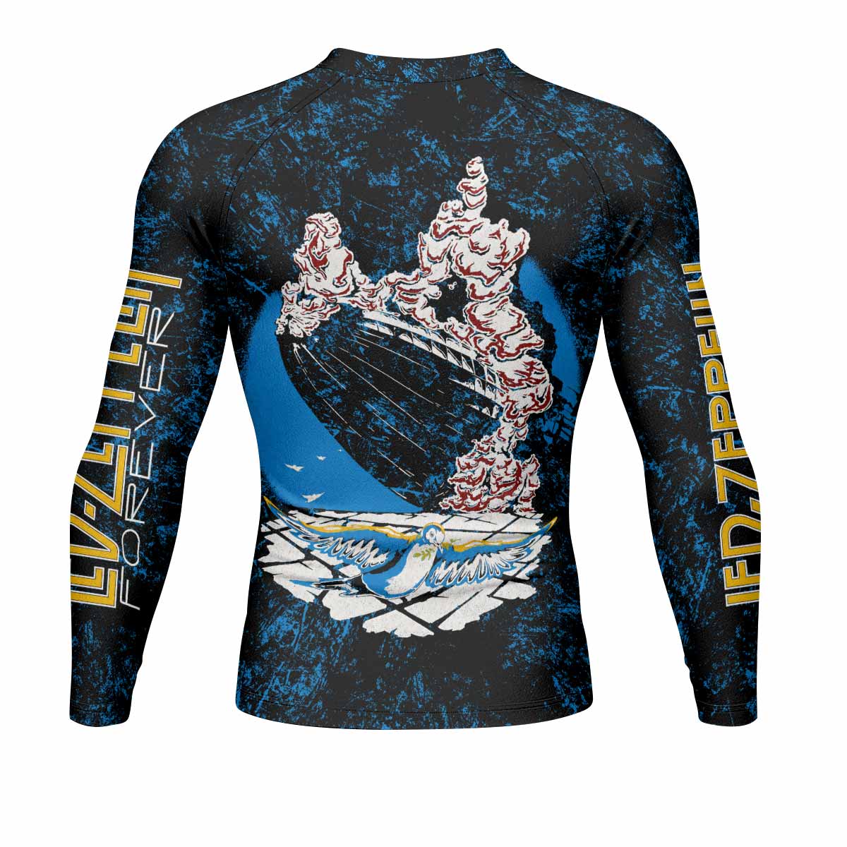 Led Zeppelin Swan Song Men's Rash Guard Long Sleeve - back view mockup