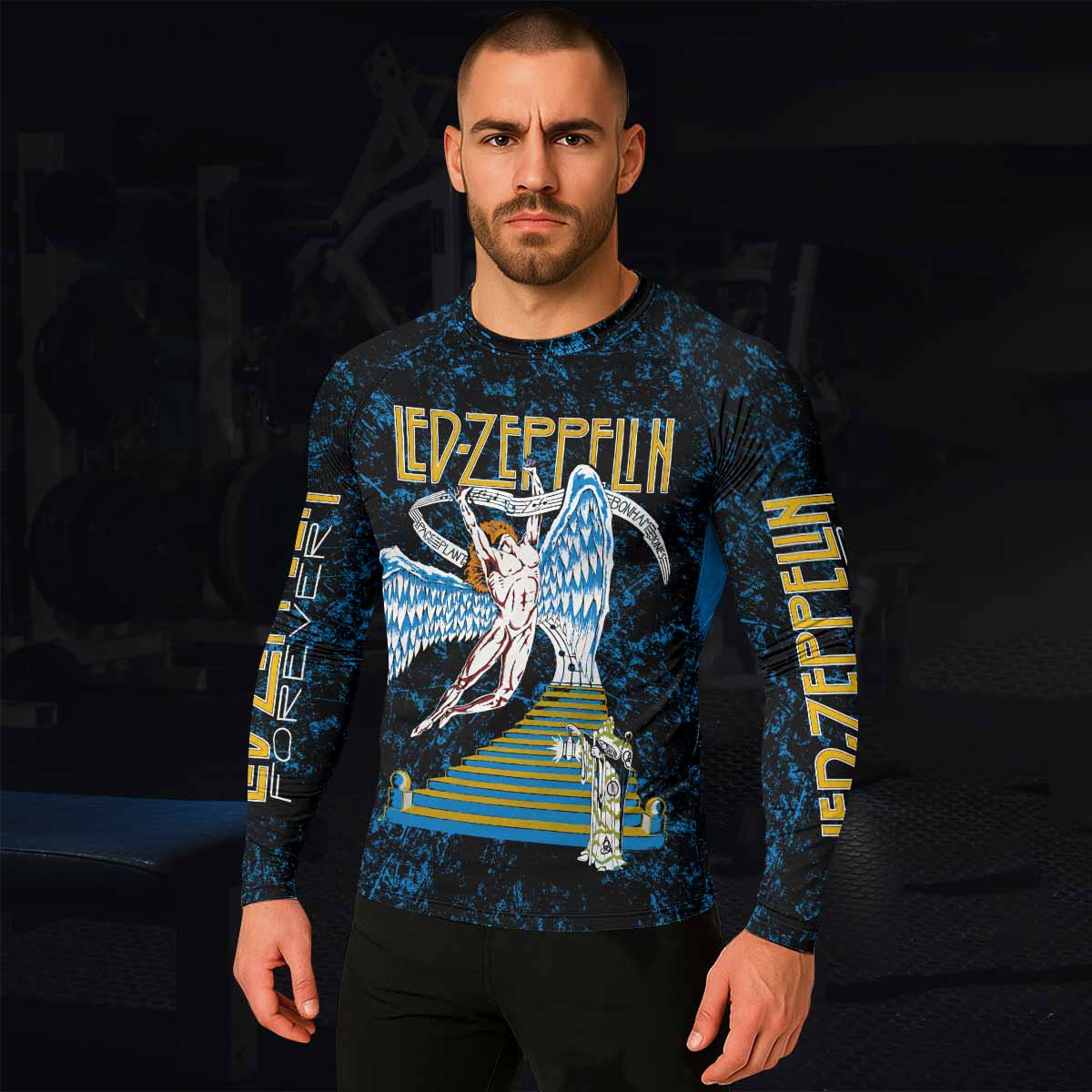 Led Zeppelin Swan Song Men's Rash Guard Long Sleeve - lifestyle view