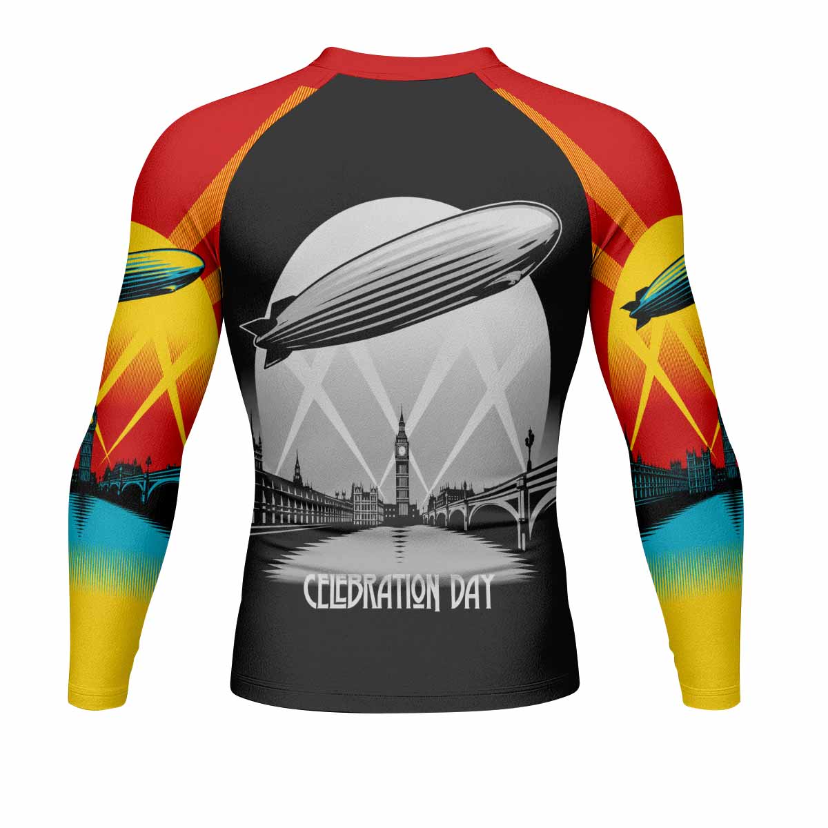 Led Zeppelin Celebration Day Men's Rash Guard Long Sleeve - back view mockup
