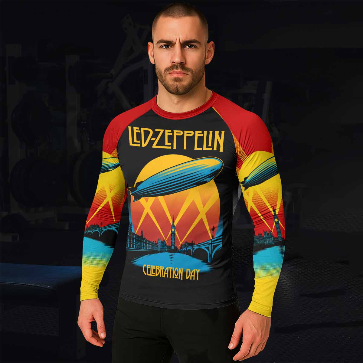 Led Zeppelin Celebration Day Men's Rash Guard Long Sleeve - lifestyle view