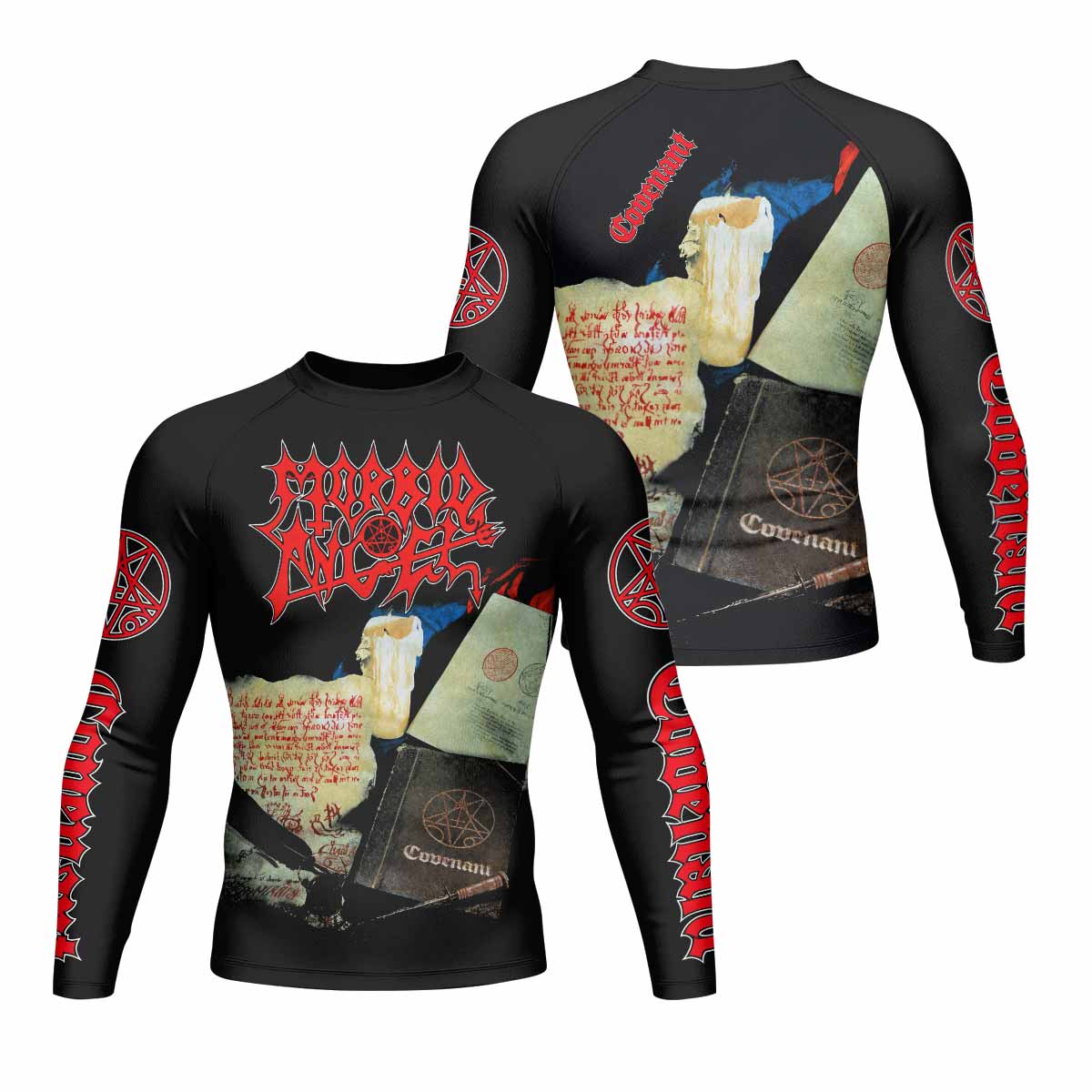Morbid Angel Covenant Men's Rash Guard Long Sleeve - front and back view
