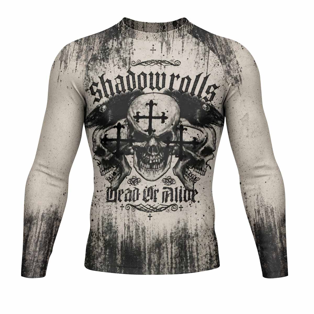 Shadowrolls Dead Or Alive Men's Rash Guard Long Sleeve - front view mockup