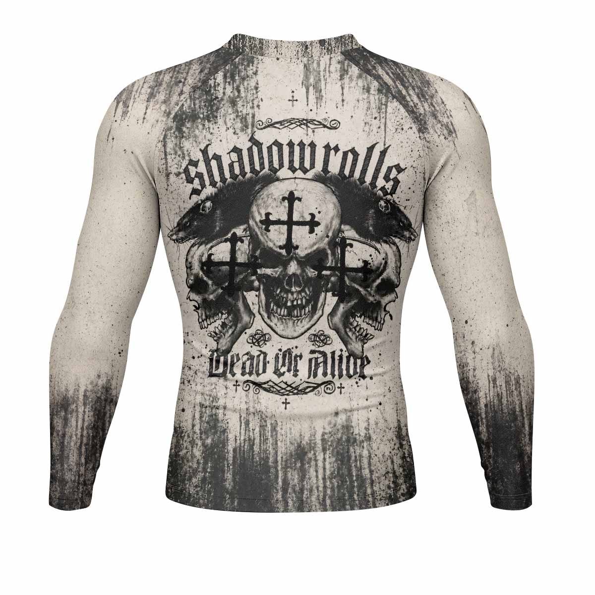 Shadowrolls Dead Or Alive Men's Rash Guard Long Sleeve - back view mockup