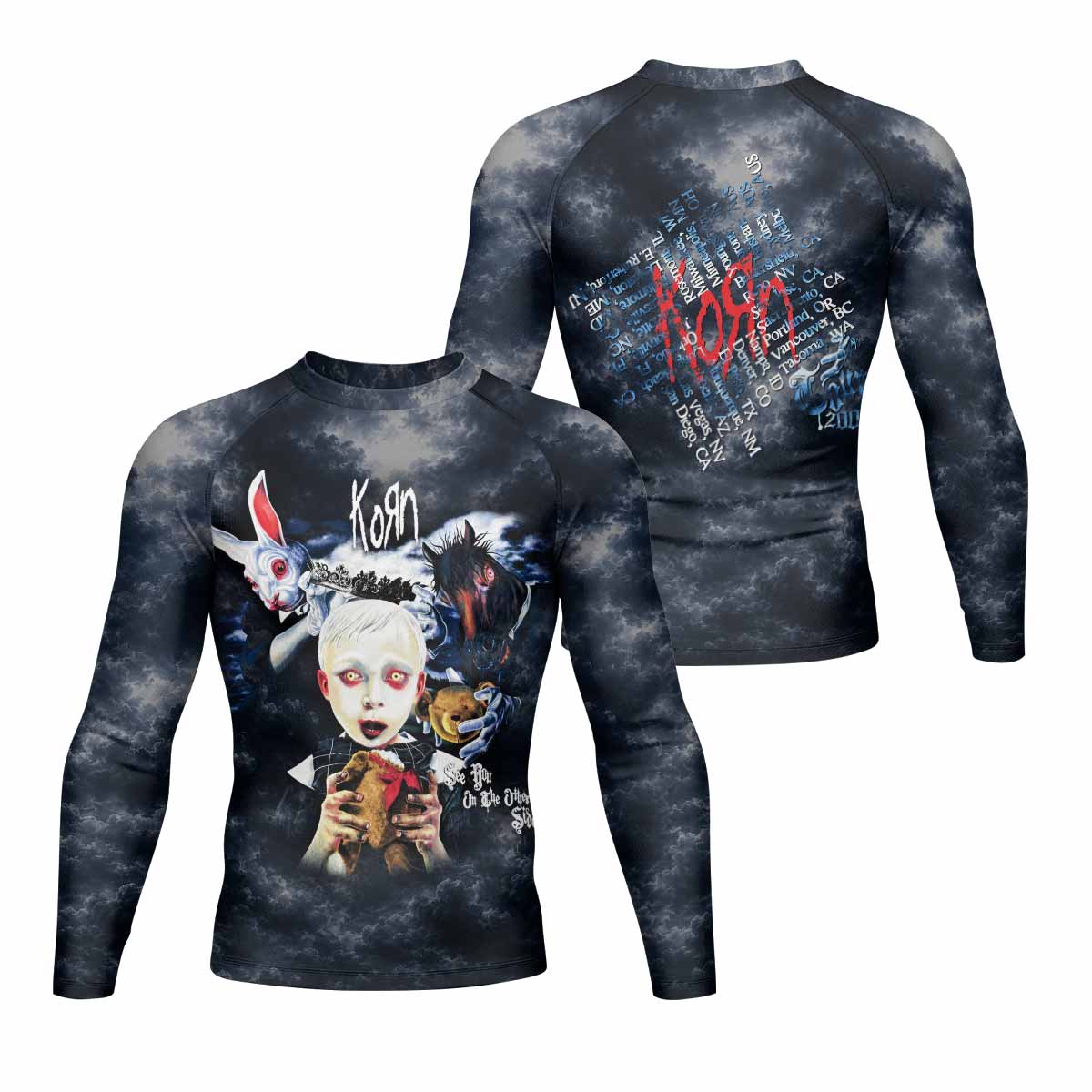 Korn See You On The Other Side Men's Rash Guard Long Sleeve - front and back view