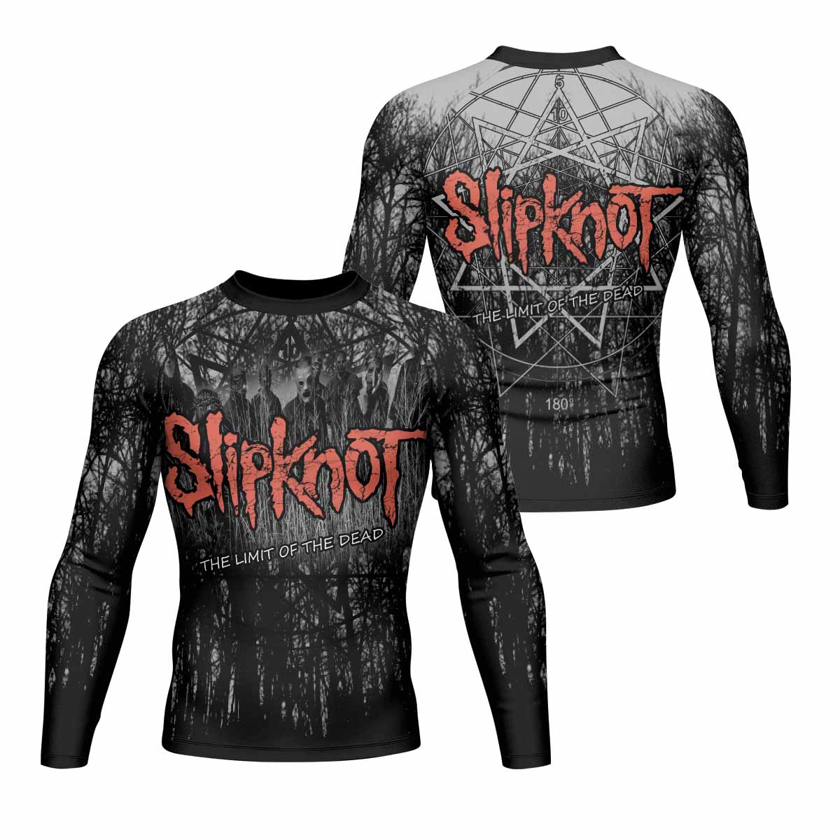 Slipknot The Limits Of The Dead Men's Rash Guard Long Sleeve - front and back view