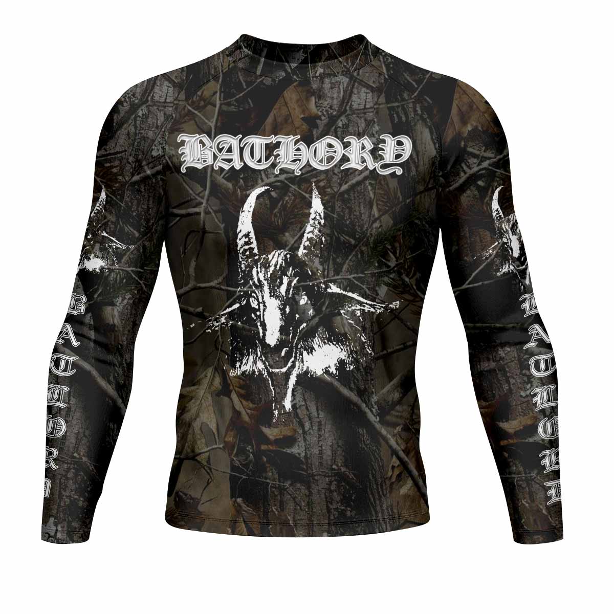 Bathory Sigil of Baphomet Men's Rash Guard Long Sleeve - front view mockup