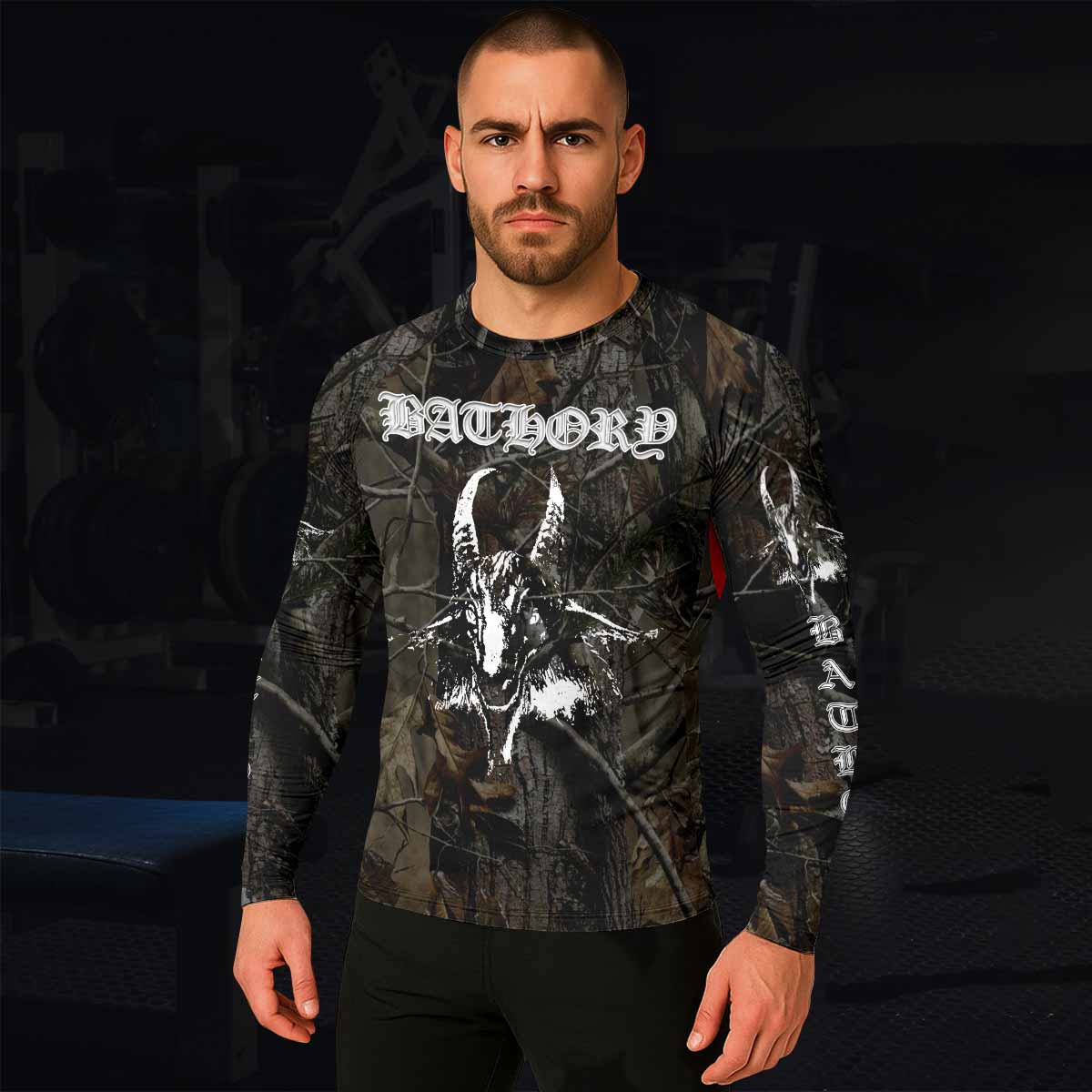 Bathory Sigil of Baphomet Men's Rash Guard Long Sleeve - lifestyle view