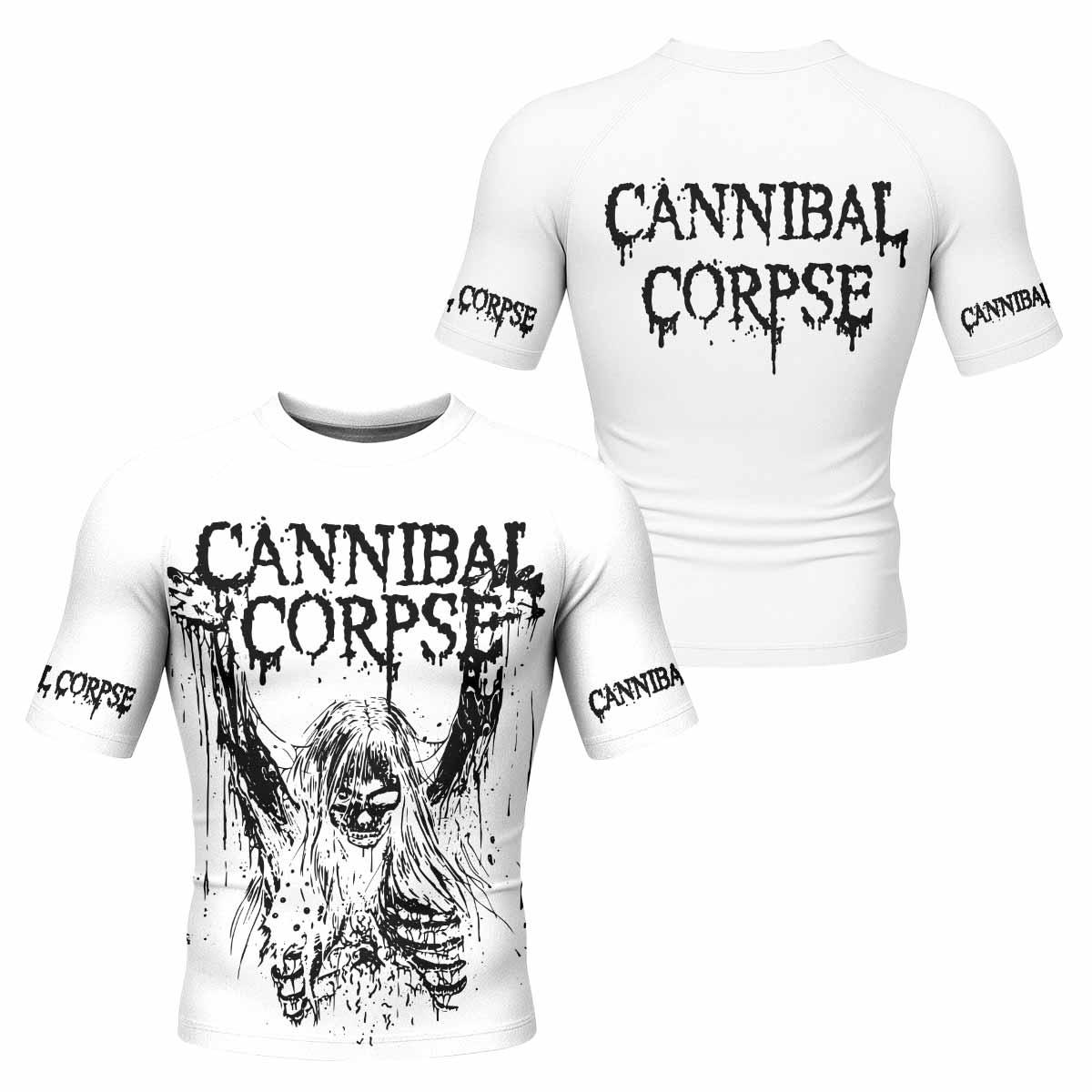 Cannibal Corpse Men's Rash Guard Short Sleeve - front and back view