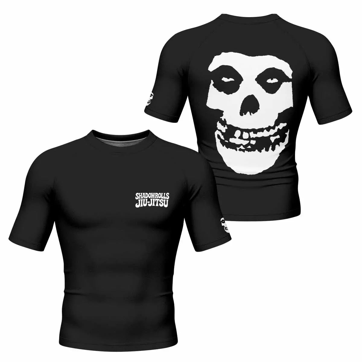 Skull Jiu-Jitsu Men's Rash Guard Short Sleeve - front and back view