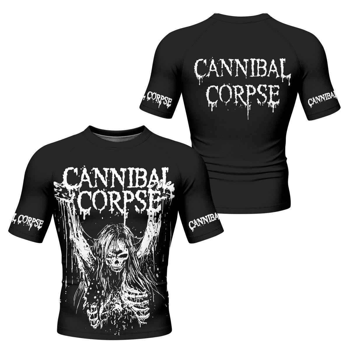 Cannibal Corpse Men's Rash Guard Short Sleeve - front and back view