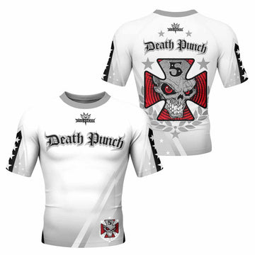 Death Punch Men's Rash Guard Short Sleeve - front and back view