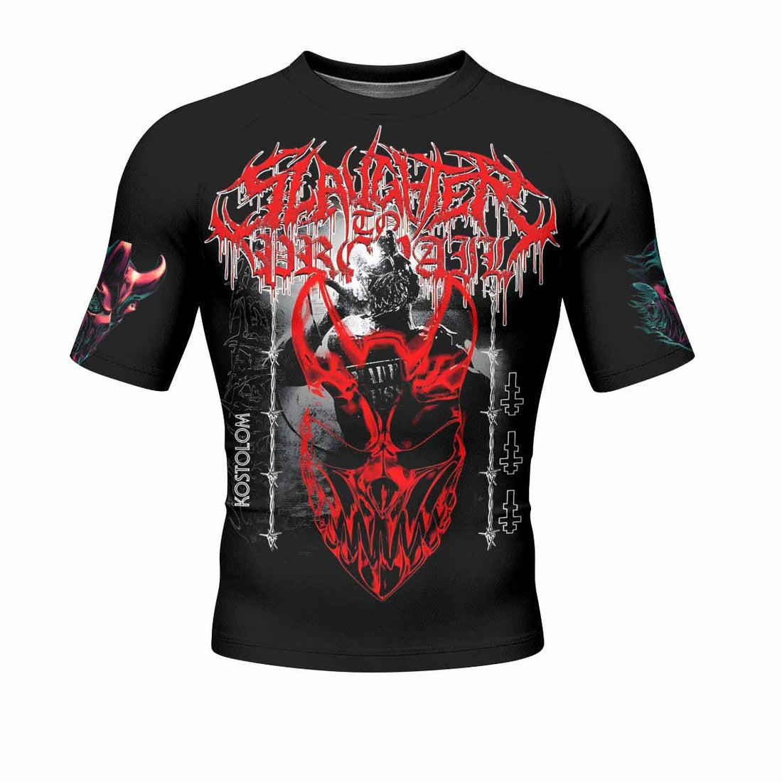 Kostolom Men's Rash Guard Short Sleeve - front and back view