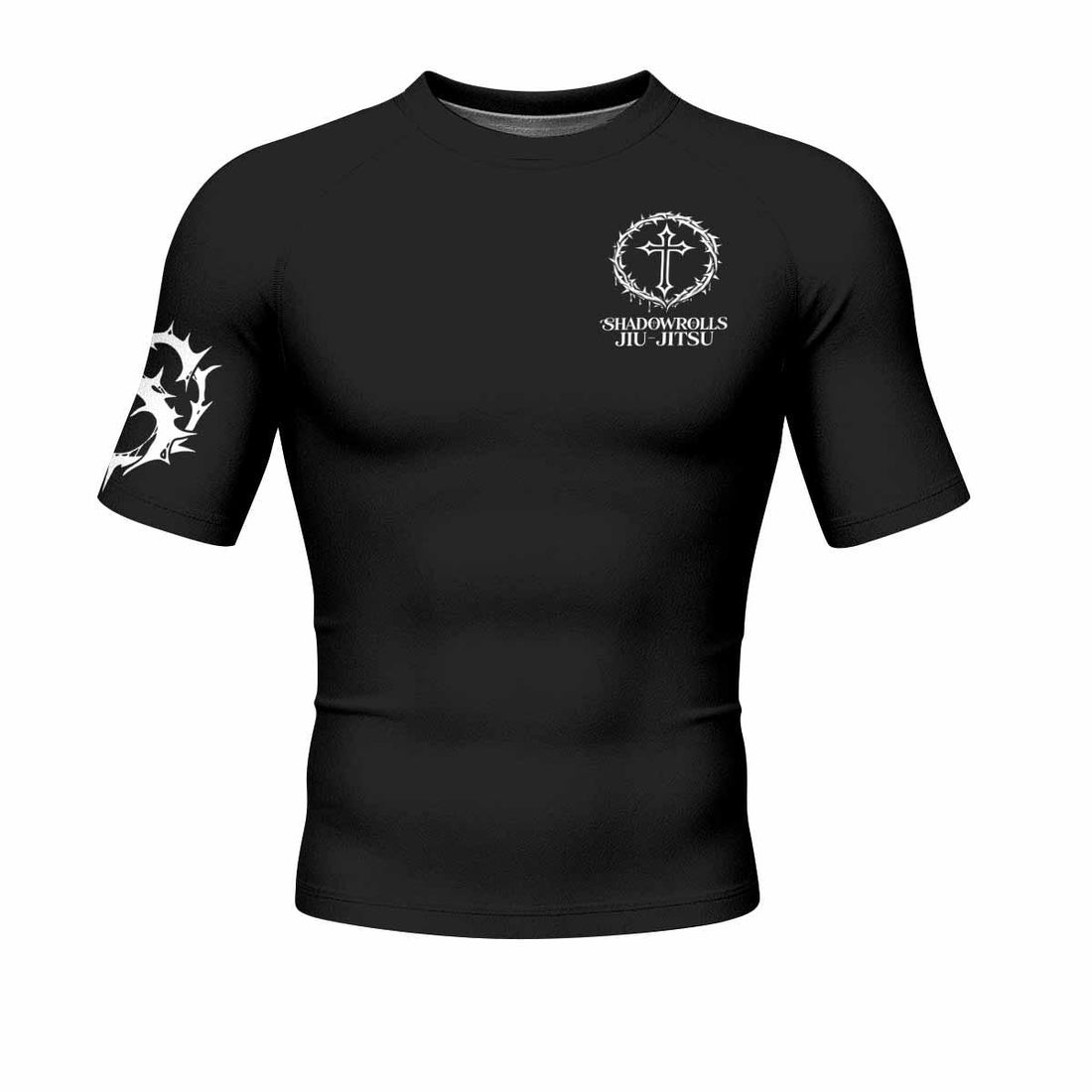 Crucified Silence Men's Rash Guard Short Sleeve - front and back view
