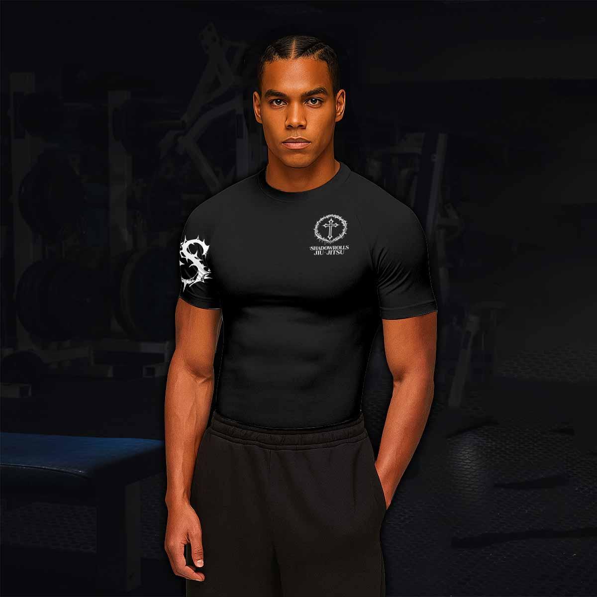 Crucified Silence Men's Rash Guard Short Sleeve - lifestyle view