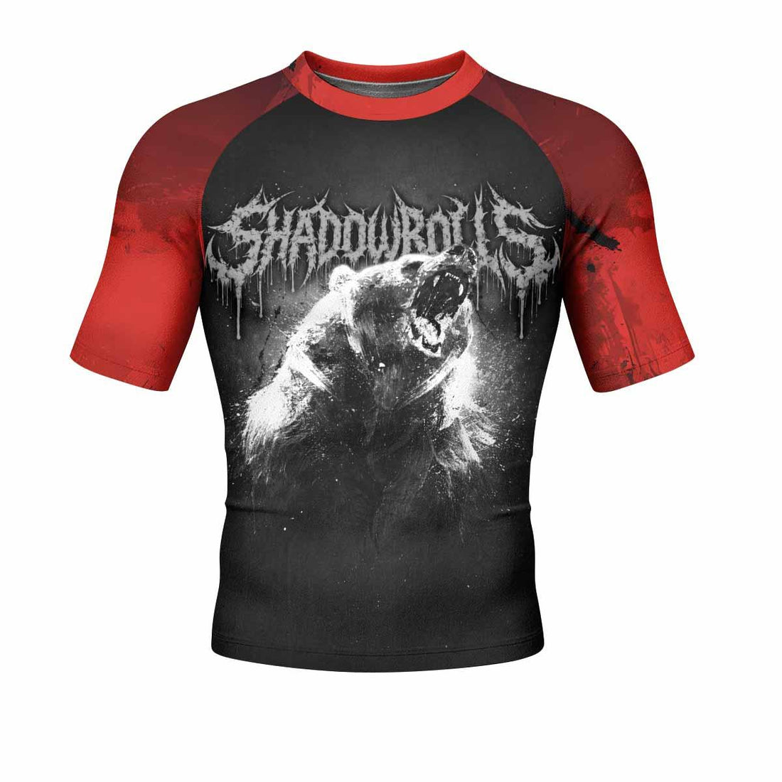 Slaughter to Prevail Bear Men's Rash Guard Short Sleeve - front and back view
