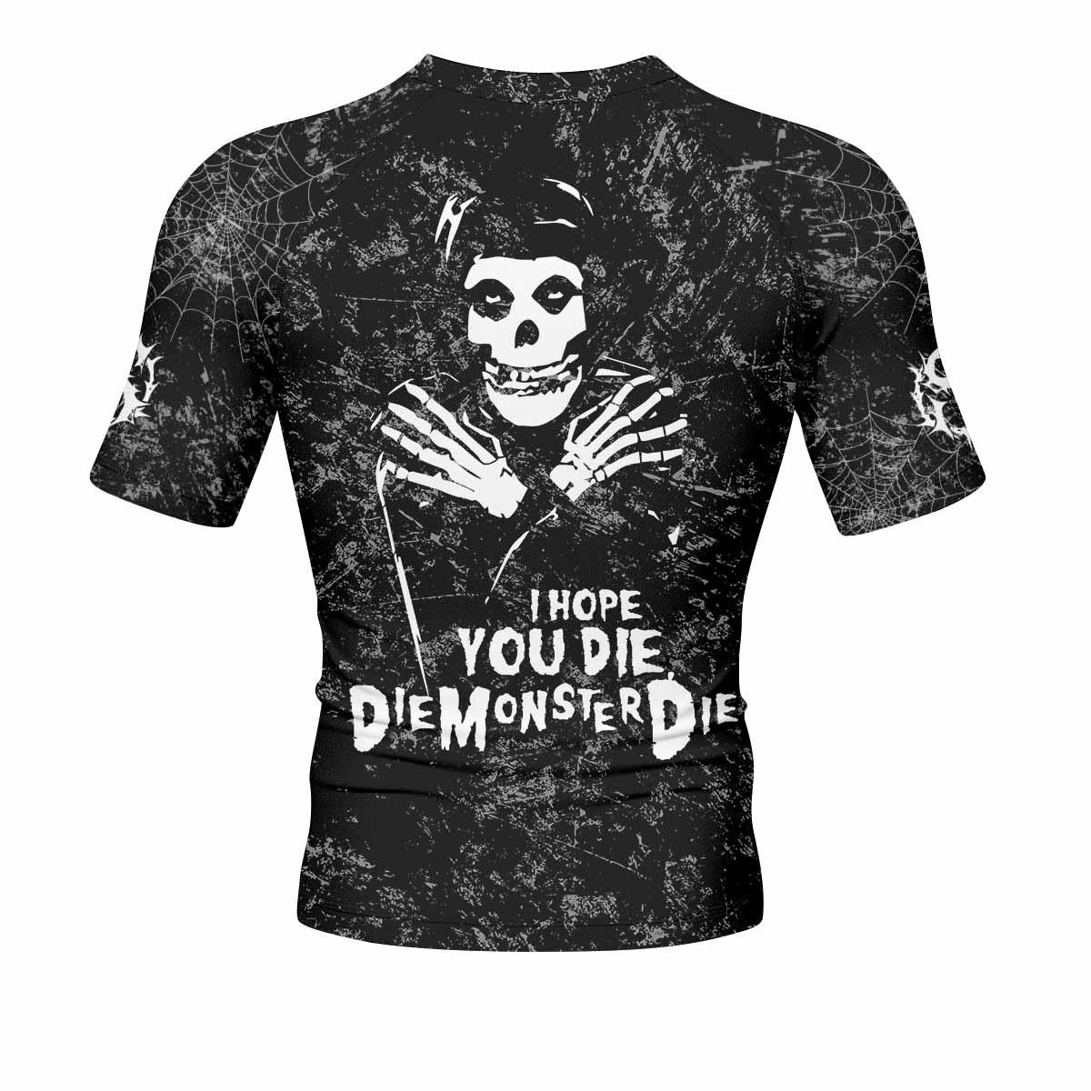 Misfits Die Monster Die Men's Rash Guard Short Sleeve - back view mockup