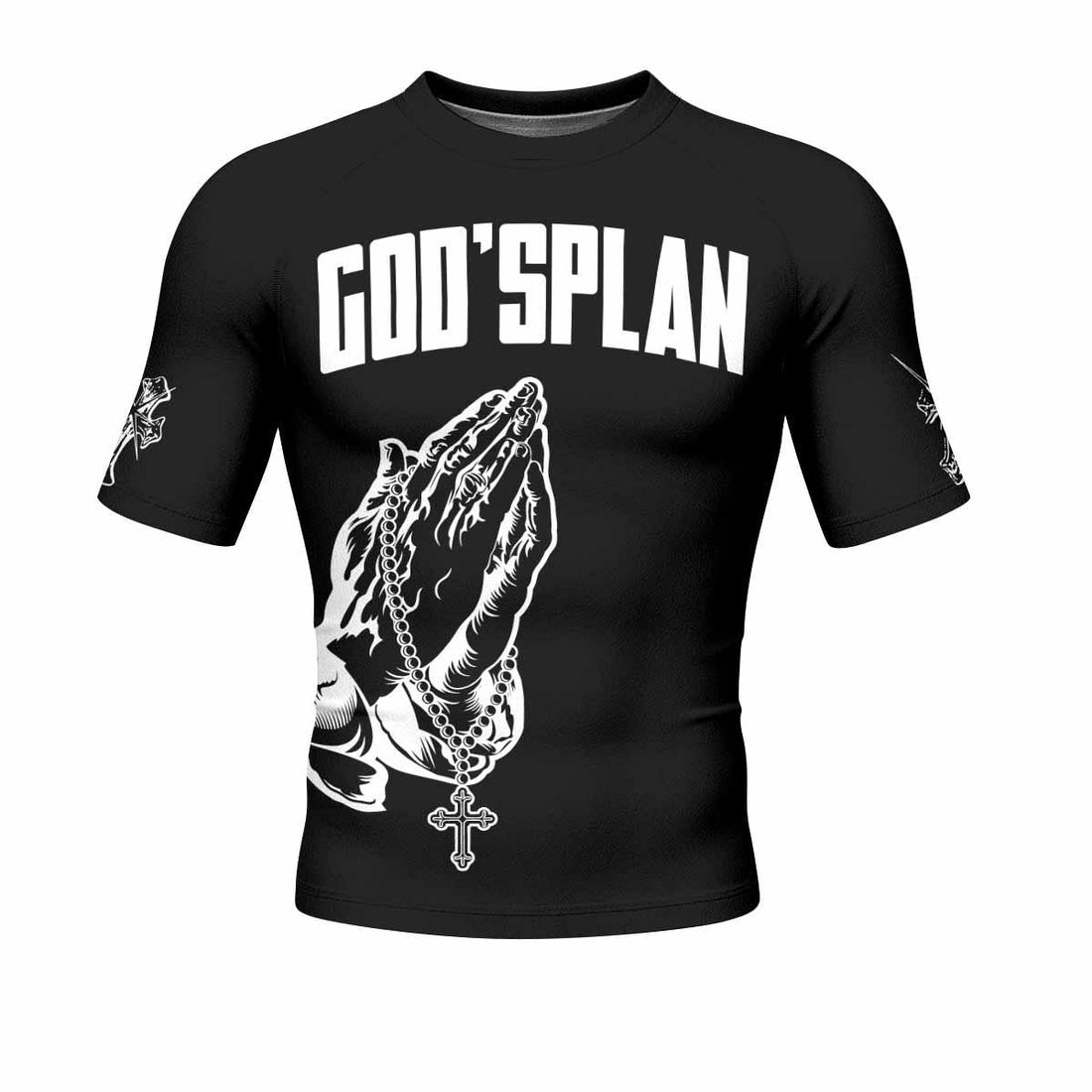 God's Plan Men's Rash Guard Short Sleeve - front and back view