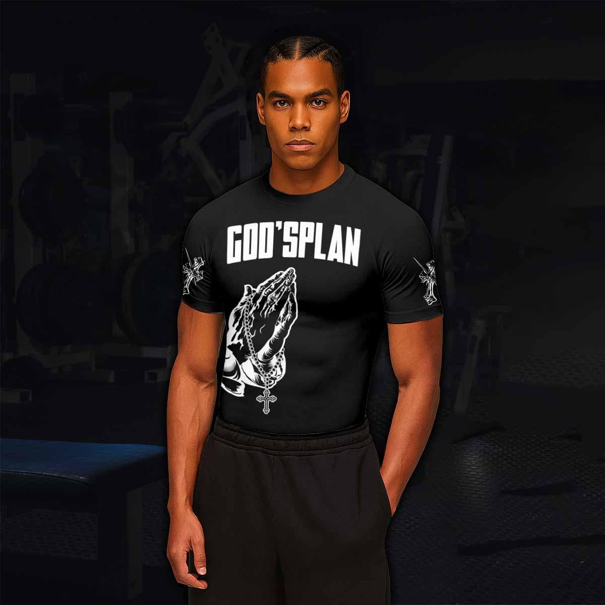God's Plan Men's Rash Guard Short Sleeve - lifestyle view