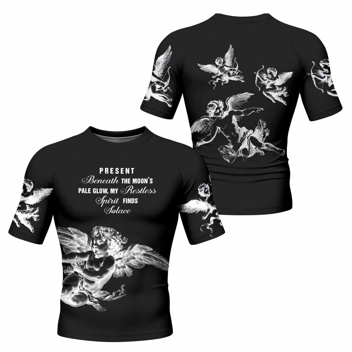 Angels of Solace Men's Rash Guard Short Sleeve - front and back view