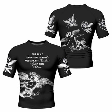 Angels of Solace Men's Rash Guard Short Sleeve - front and back view