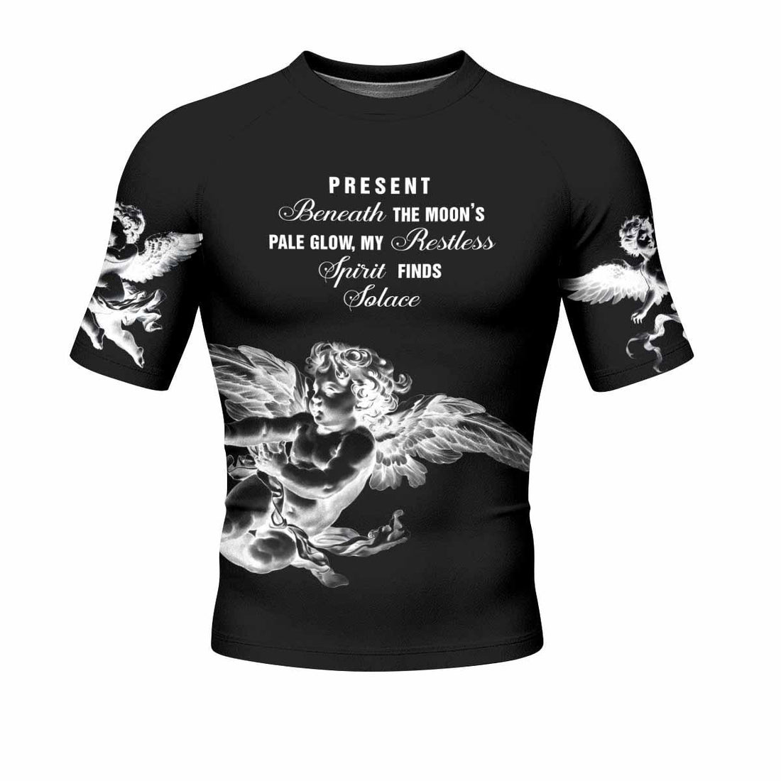 Angels of Solace Men's Rash Guard Short Sleeve - front and back view