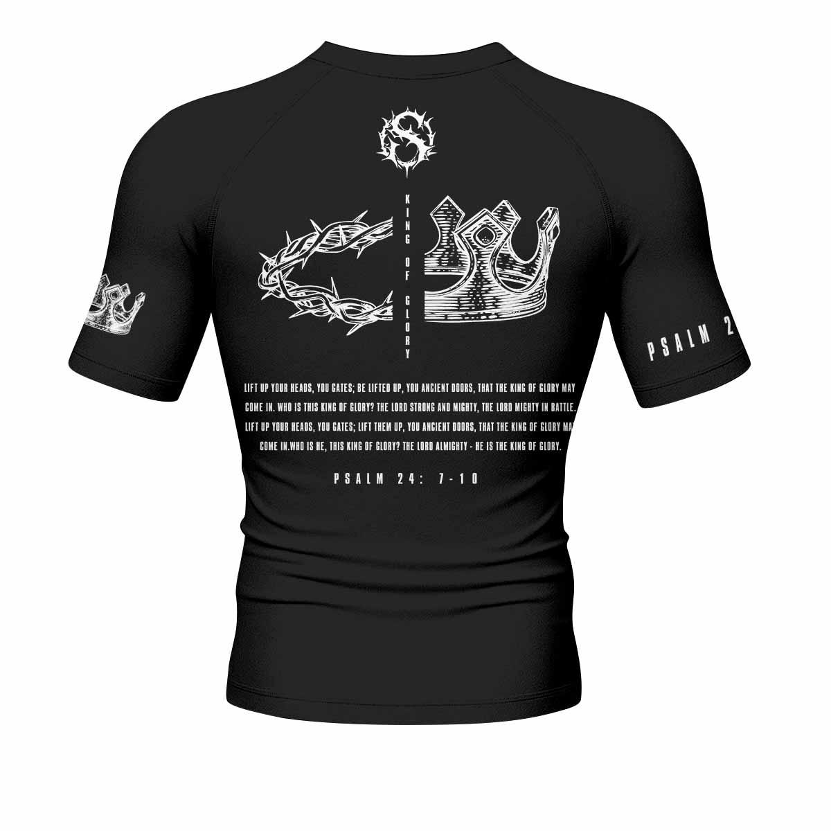 The King of Glory Men's Rash Guard Short Sleeve - back view mockup