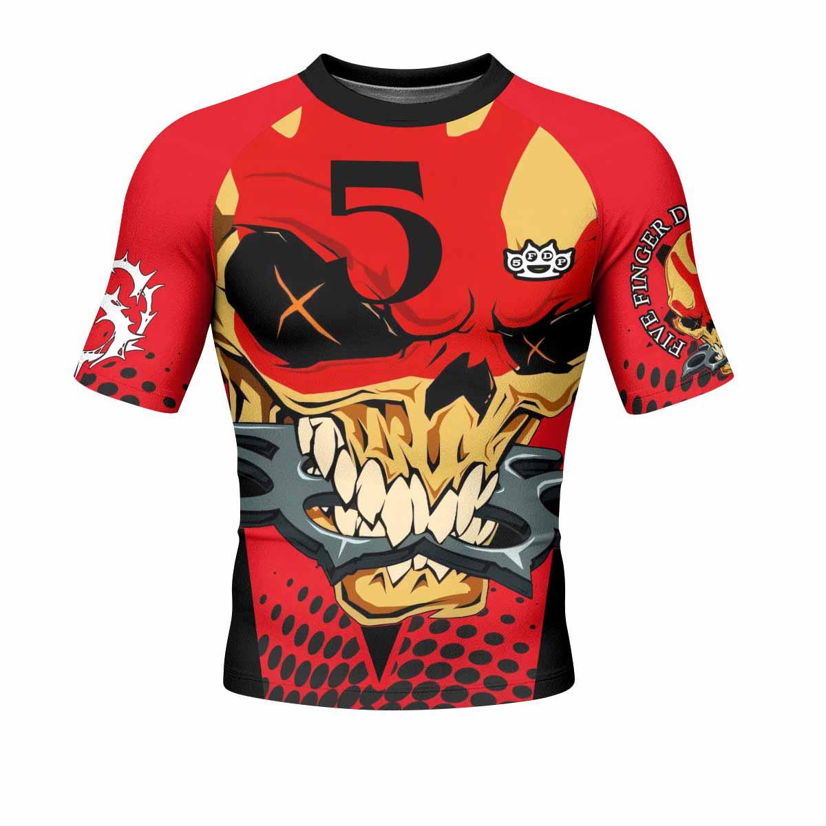 Five Finger Death Punch 5FDP Men's Rash Guard Short Sleeve - front view mockup