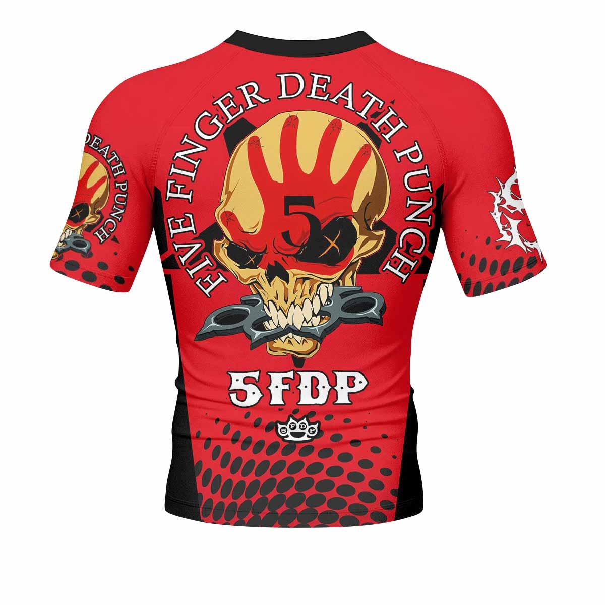 Five Finger Death Punch 5FDP Men's Rash Guard Short Sleeve - back view mockup