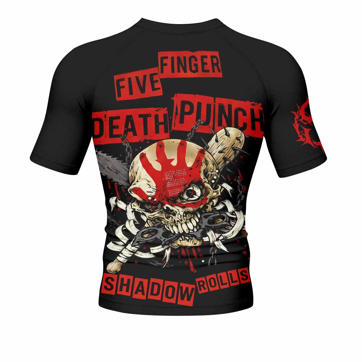 Five Finger Death Punch Shadowrolls Men's Rash Guard Short Sleeve - back view mockup