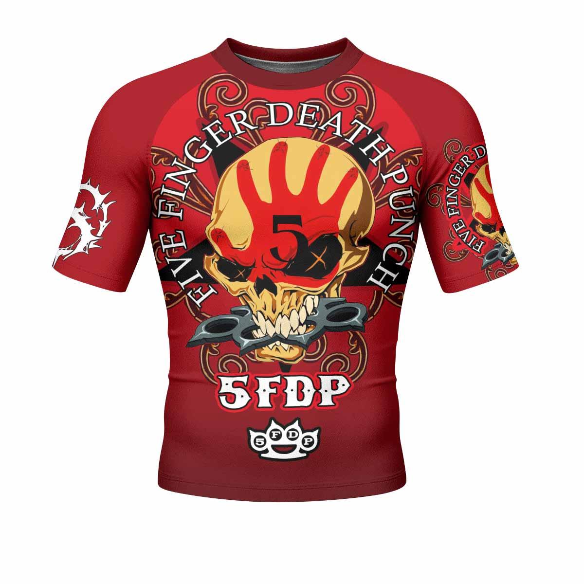 5FDP Five Finger Death Punch Men's Rash Guard Short Sleeve - front view mockup