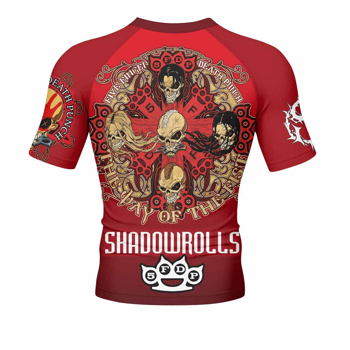 5FDP Five Finger Death Punch Men's Rash Guard Short Sleeve - back view mockup