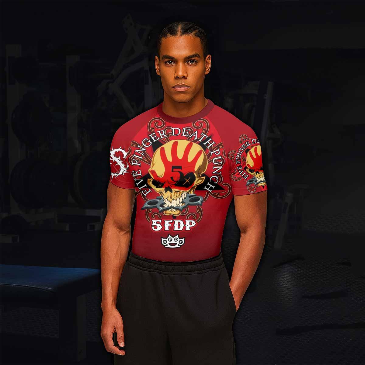5FDP Five Finger Death Punch Men's Rash Guard Short Sleeve - lifestyle view