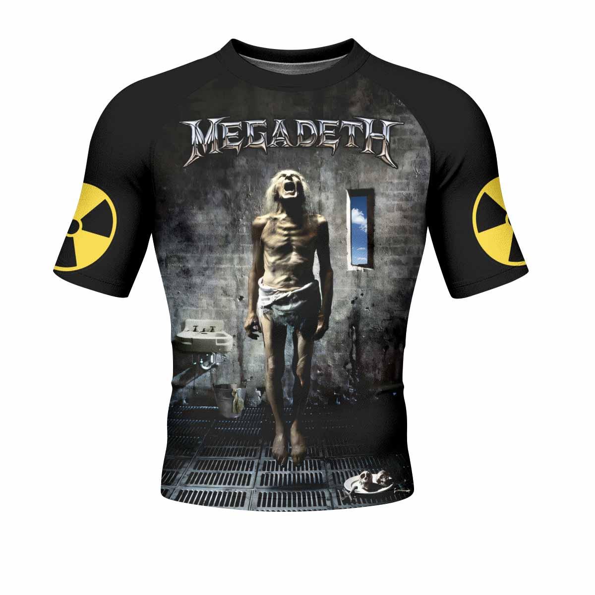Megadeth Prison of Flesh Men's Rash Guard Short Sleeve - front view mockup