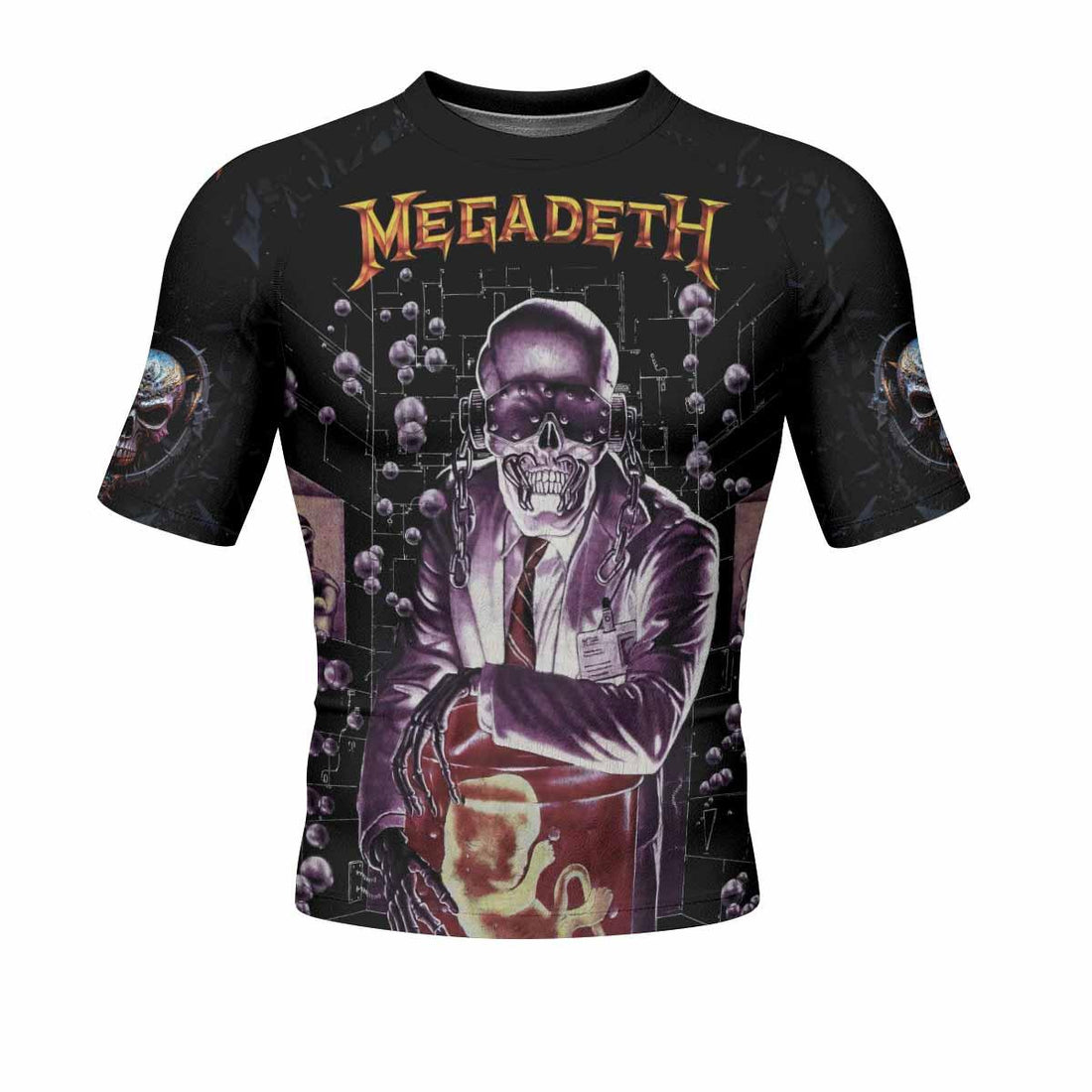 Megadeth Toxic Messiah Men's Rash Guard Short Sleeve - front and back view