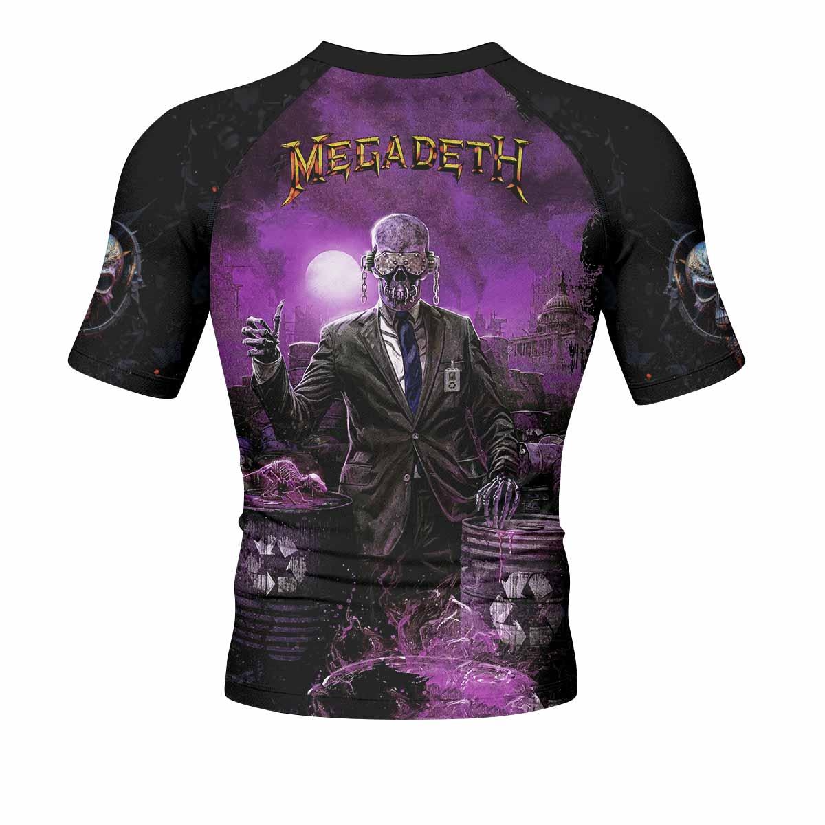 Megadeth Toxic Messiah Men's Rash Guard Short Sleeve - back view mockup