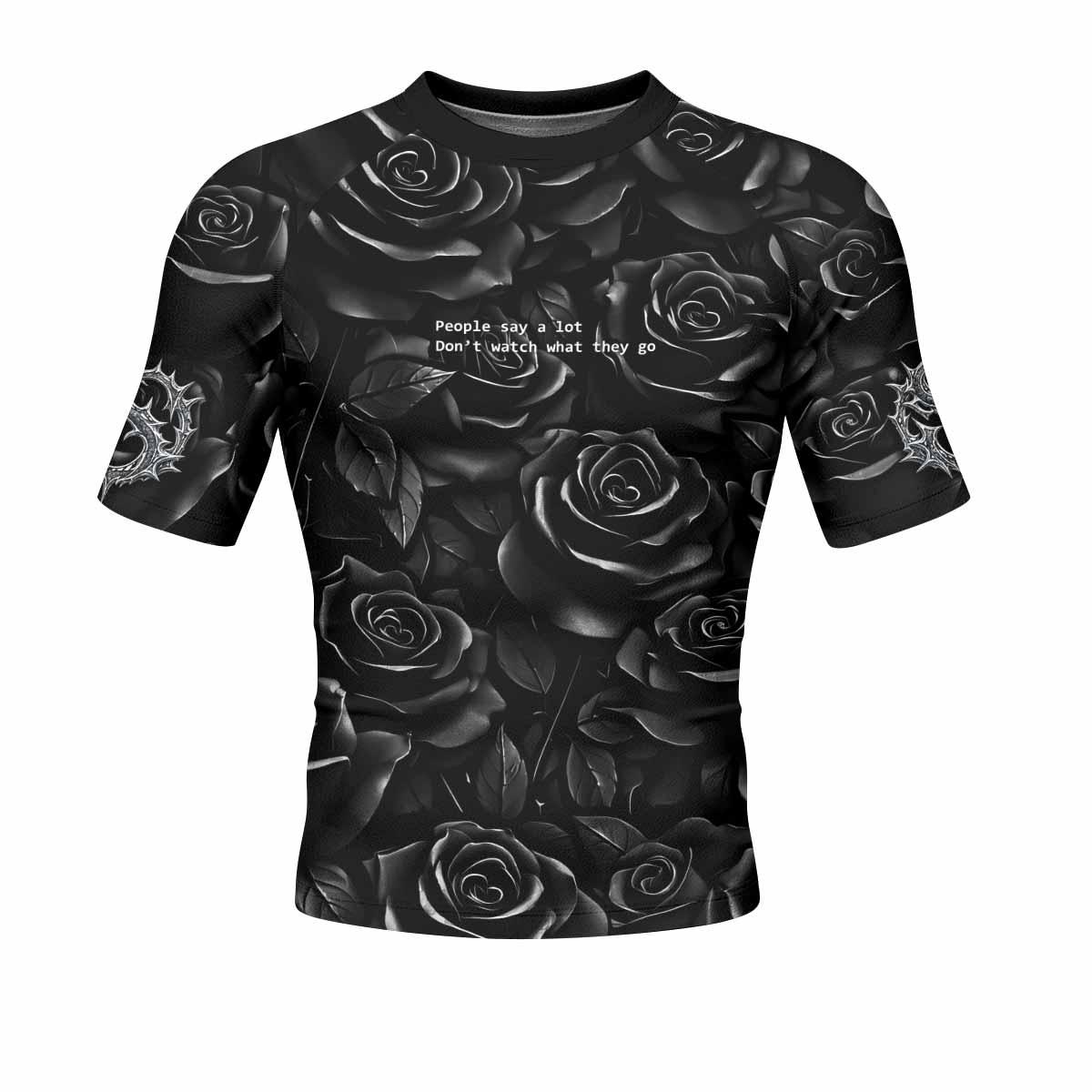 Pray for the Rave Men's Rash Guard Short Sleeve - front view mockup