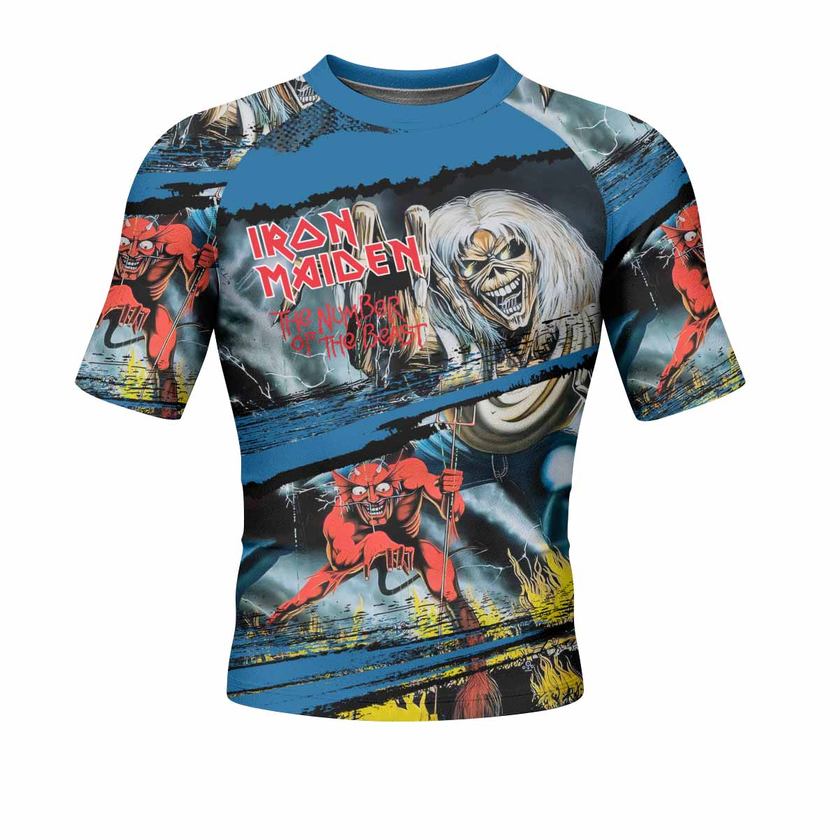 Iron Maiden The Number of the Beast Men's Rash Guard Short Sleeve - front view mockup