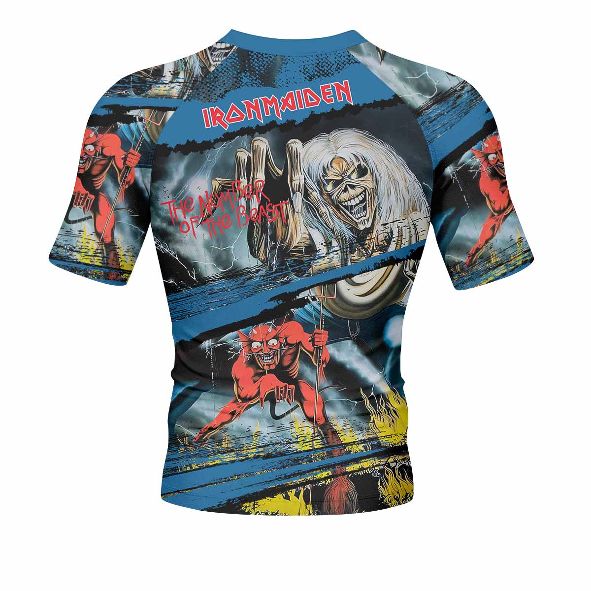 Iron Maiden The Number of the Beast Men's Rash Guard Short Sleeve - back view mockup