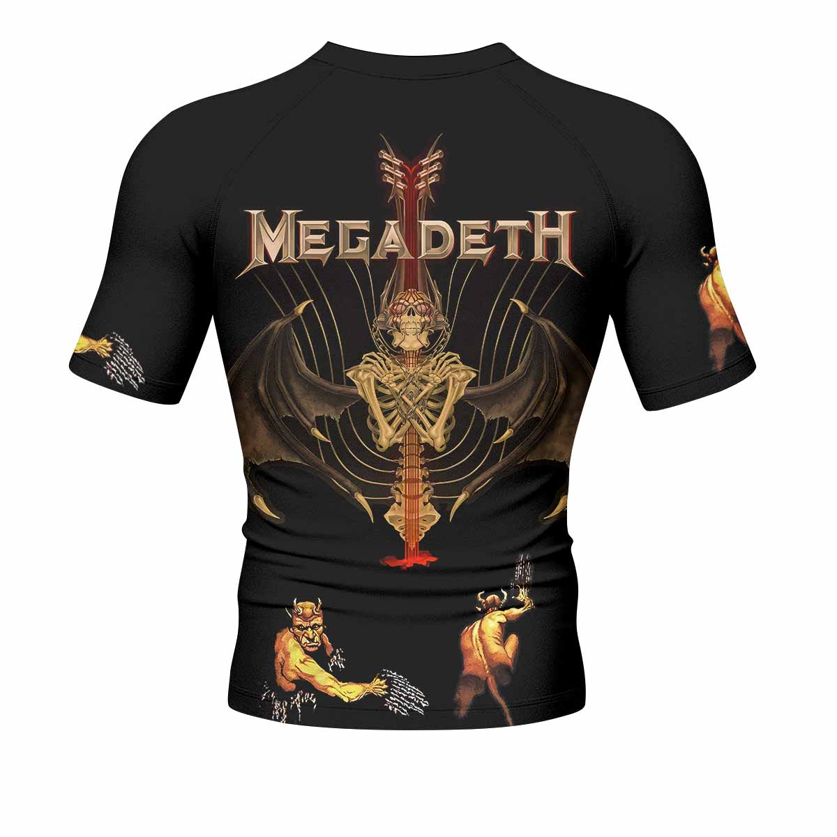Megadeth Holy Wars 991 Wild Oats Men's Rash Guard Short Sleeve - back view mockup
