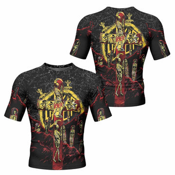 Vintage 1991 Slayer Men's Rash Guard Short Sleeve - front and back view