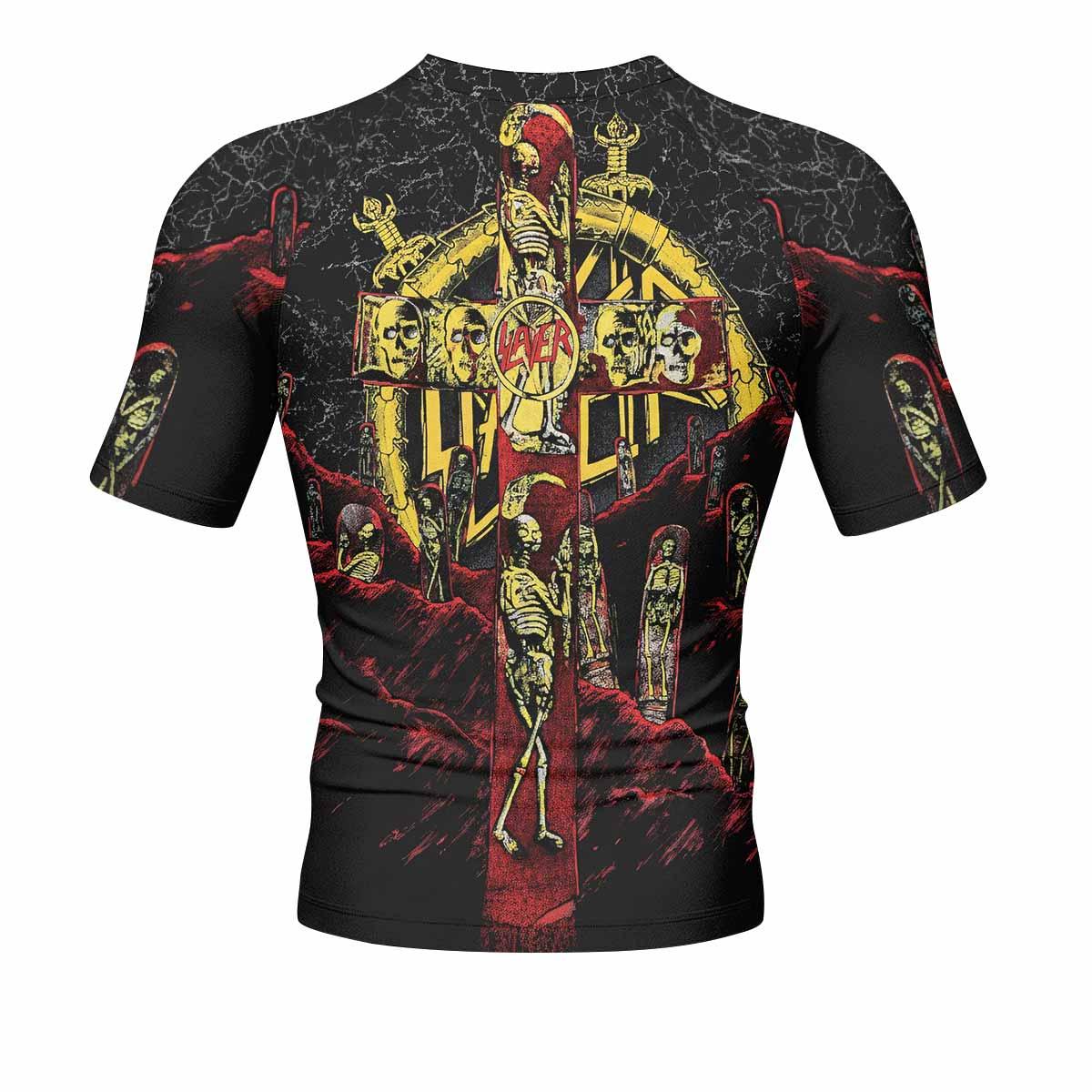 Vintage 1991 Slayer Men's Rash Guard Short Sleeve - back view mockup